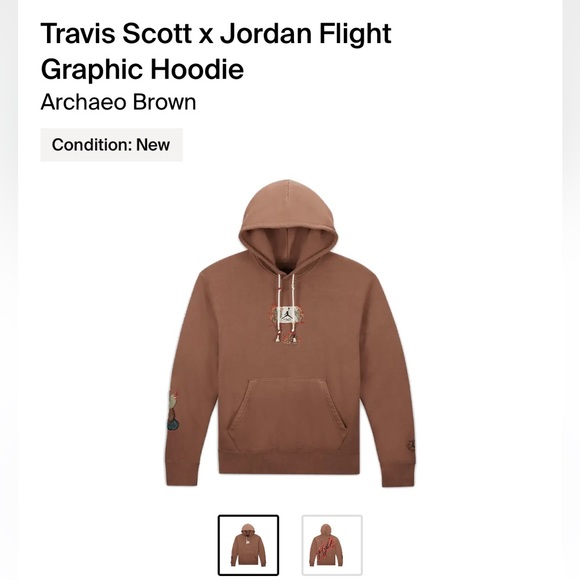 Travis Scott X Jordan Flight Graphic Hoodie Archaeo Brown